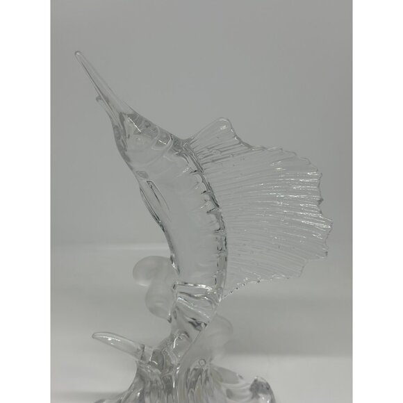 VTG Lenox Fine Crystal Clear Swordfish Sculpture Water Dance Collection 8.5" - Picture 2 of 6